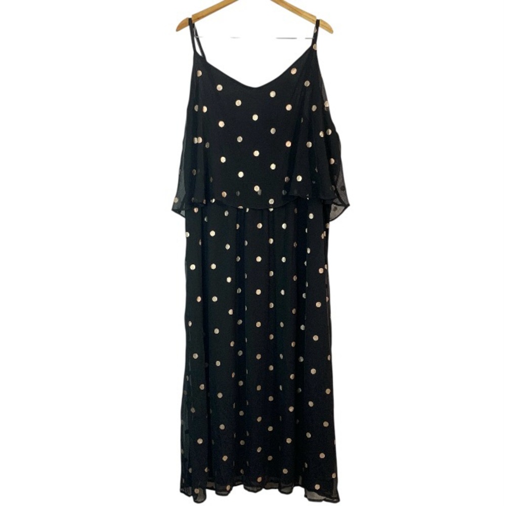 CAPSULE Black Maxi Dress with Rose Gold Spots Sz 28